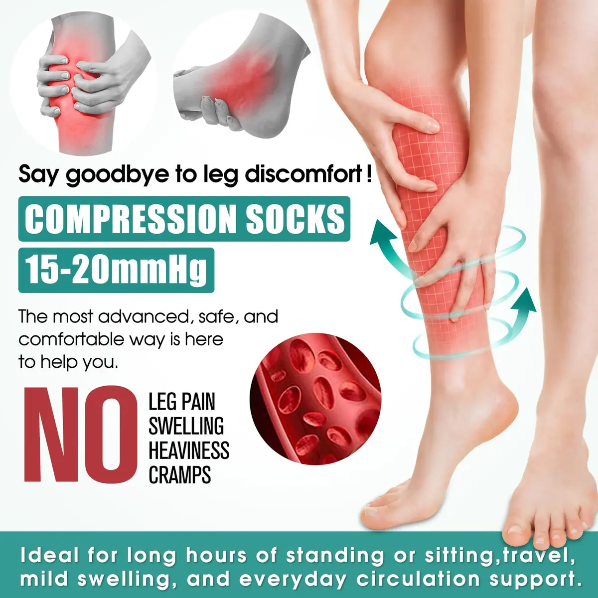 Laite Hebe compression socks women&men, Nude, S/M | Graduated 15-20 mmHg support for legs - view 2