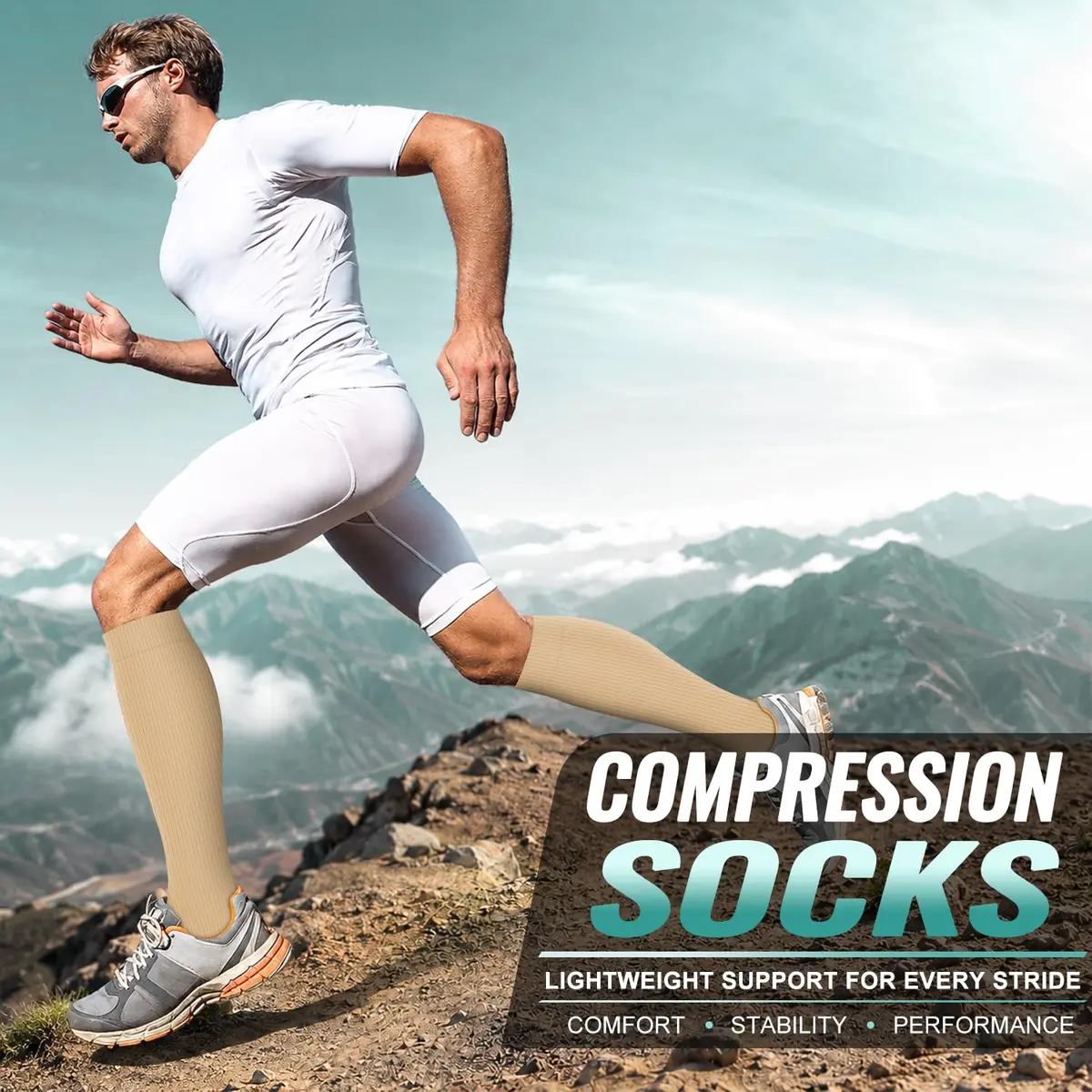 Laite Hebe compression socks women&men, Nude, S/M | Graduated 15-20 mmHg support for legs - view 4