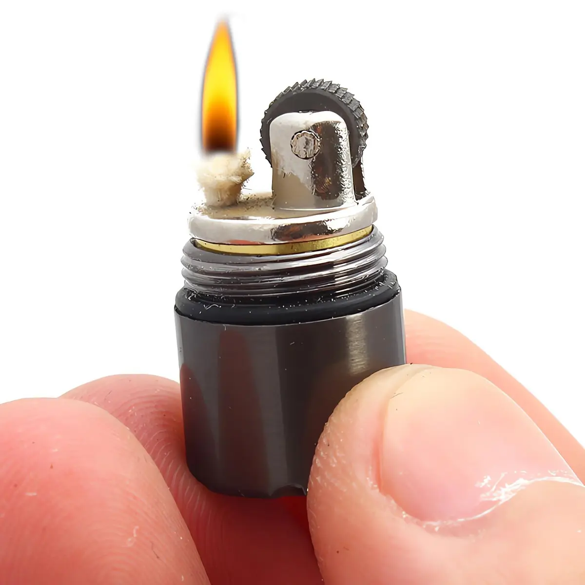 UOOPHEE Kerosene Lighter | Small Waterproof Metal Capsule, 2.5cm Height, Black - main product image