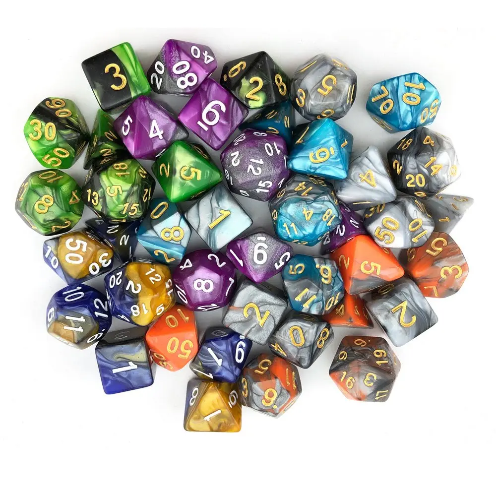 Smartdealspro Double-Colors Polyhedral Dice Sets with Pouches | 6-Color D&D RPG Dice (6.35cm/2.5in) - view 5
