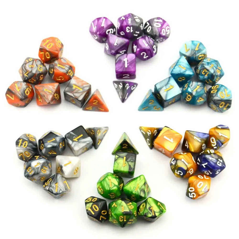 Smartdealspro Double-Colors Polyhedral Dice Sets with Pouches | 6-Color D&D RPG Dice (6.35cm/2.5in) - view 2