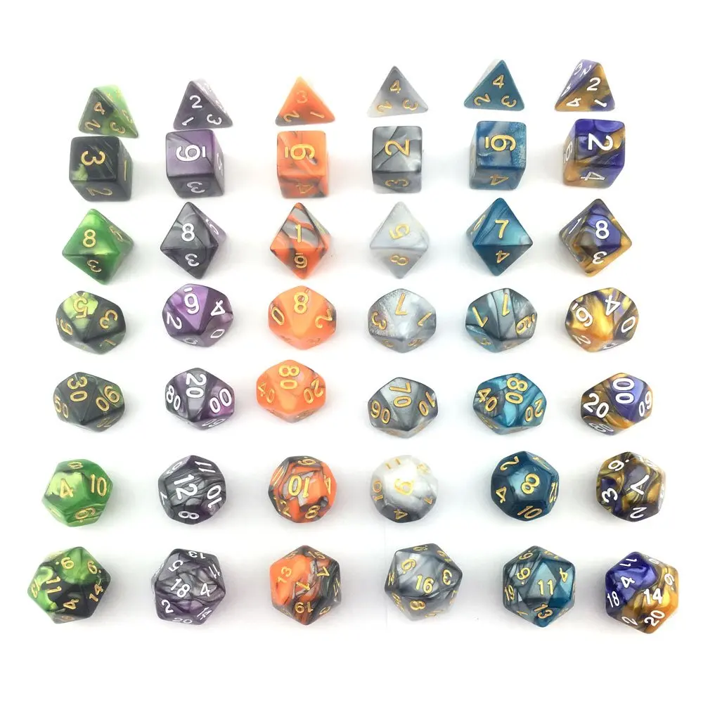 Smartdealspro Double-Colors Polyhedral Dice Sets with Pouches | 6-Color D&D RPG Dice (6.35cm/2.5in) - view 3