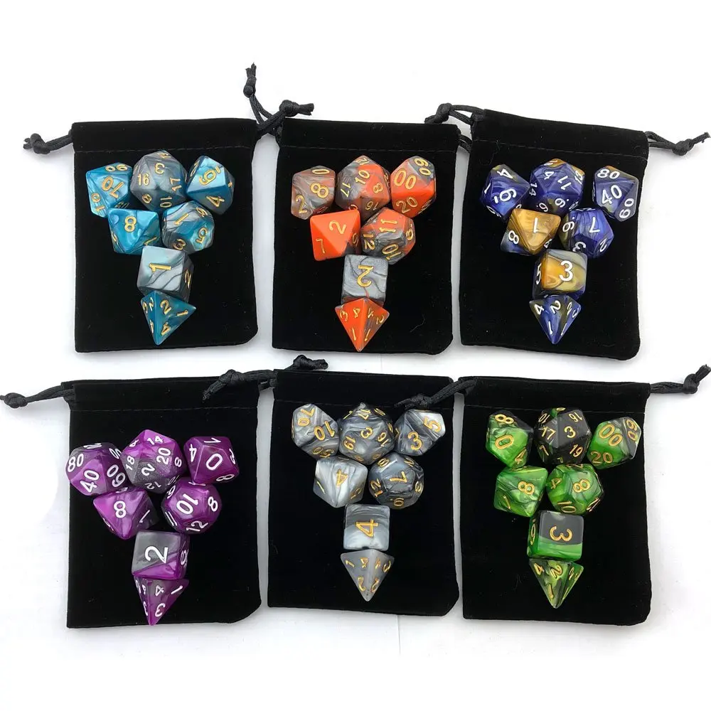 Smartdealspro Double-Colors Polyhedral Dice Sets with Pouches | 6-Color D&D RPG Dice (6.35cm/2.5in) - view 4