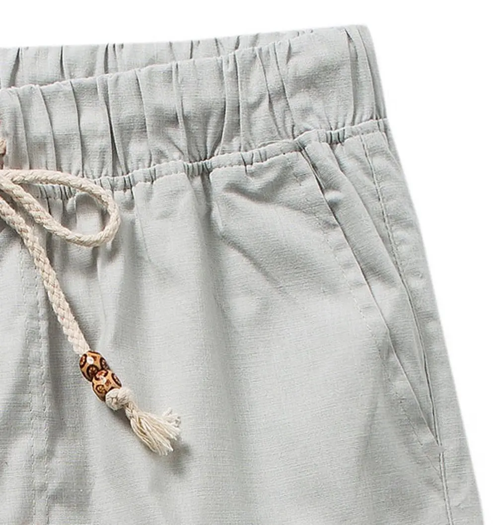 SIR7 Men's Linen Casual Lightweight Drawstring Elastic Waist Summer Beach Pants Light Grey | Breathable, Durable & Imported - view 6