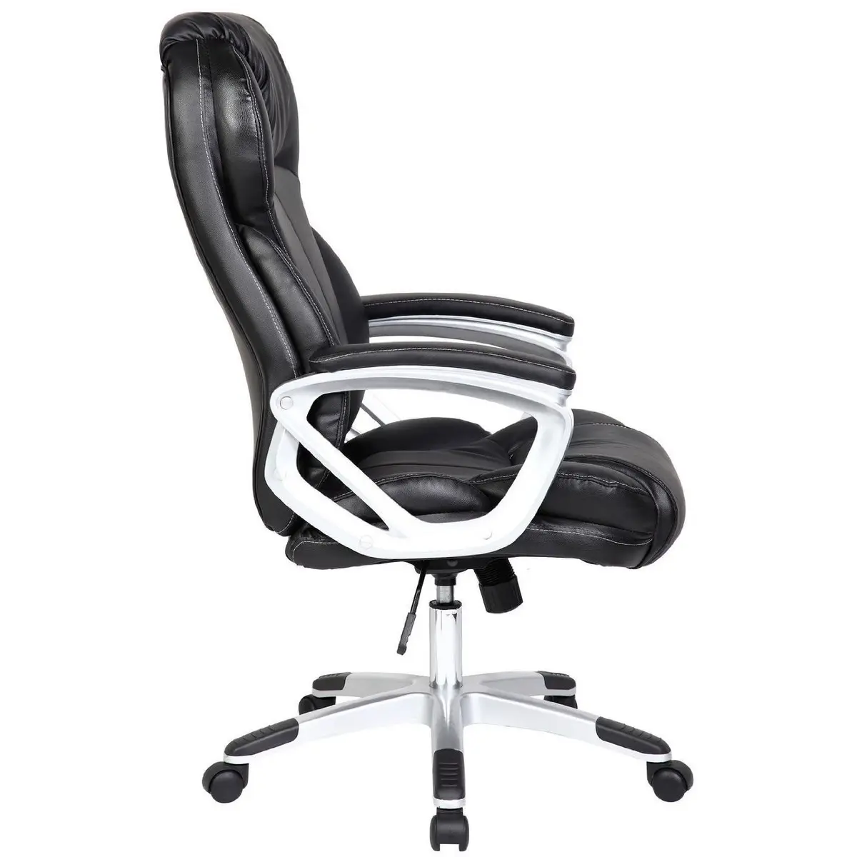 2xhome Modern High Back Tall Ribbed PU Leather Swivel Chair 28in Nylon Base | Executive Office Desk - view 4