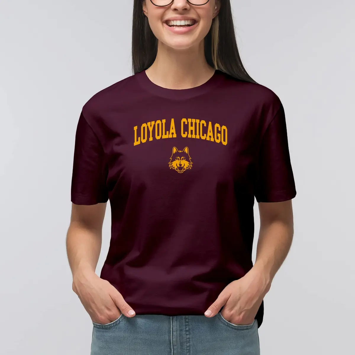 Underground Printing Loyola Chicago Arch Logo Tee - MD - Maroon | Unisex College T-Shirt - view 6