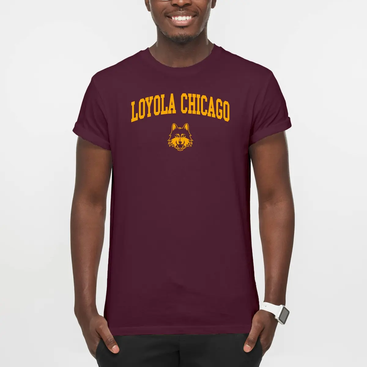 Underground Printing Loyola Chicago Arch Logo Tee - MD - Maroon | Unisex College T-Shirt - view 2