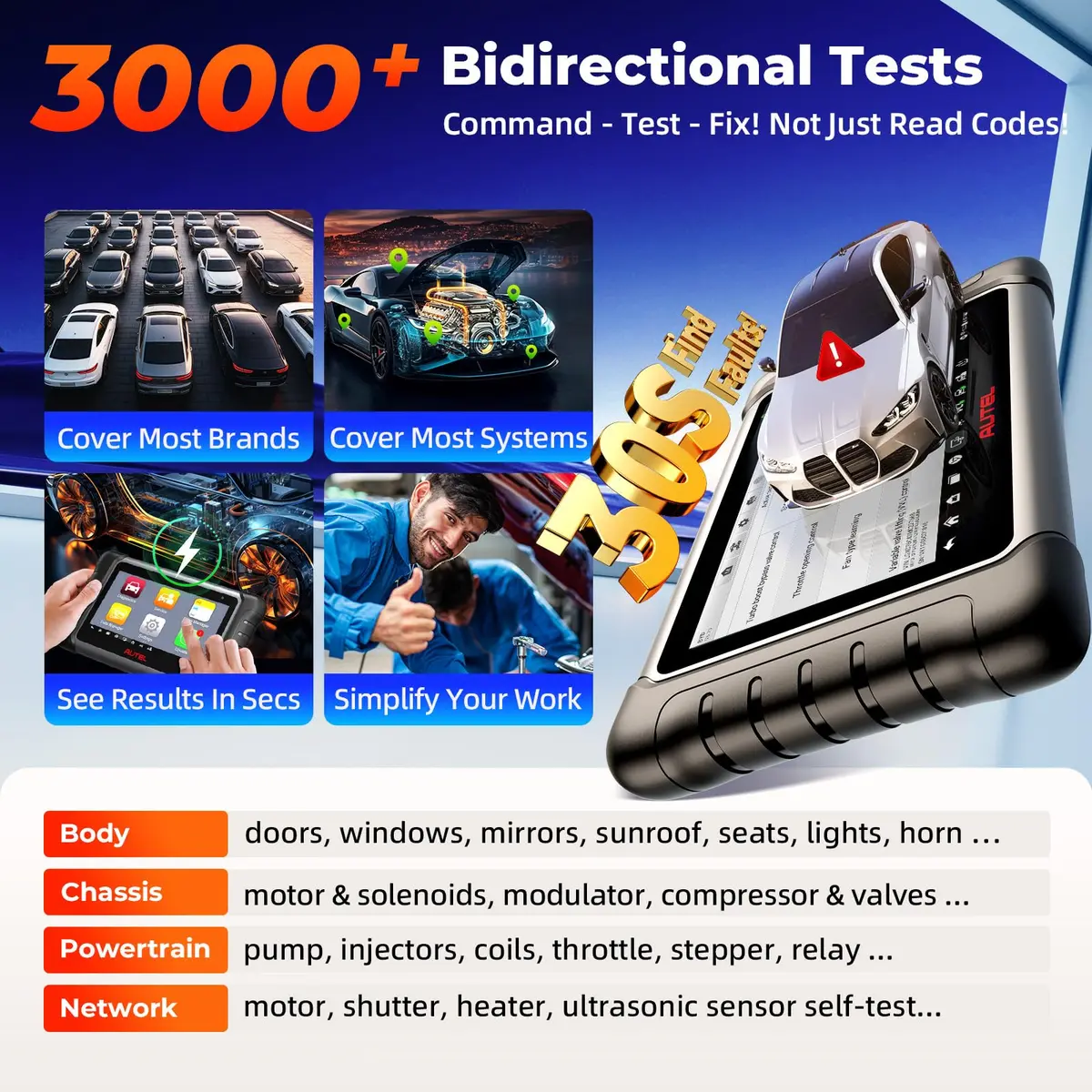 Autel MaxiCOM MK808S OBD2 Scanner | All Systems Diagnose, 28+ Services, 3000+ Active Tests, FCA & SGW Access - view 4