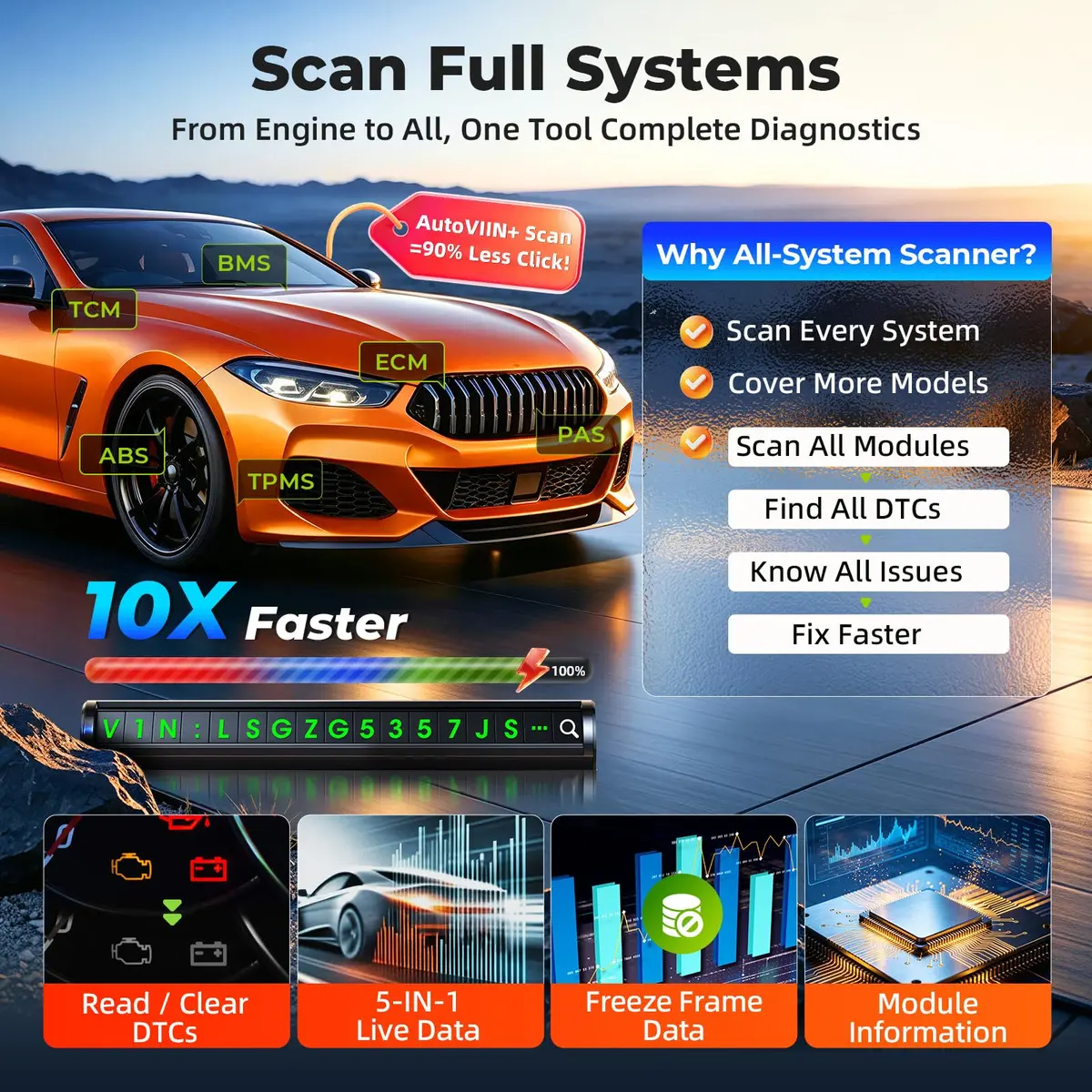 Autel MaxiCOM MK808S OBD2 Scanner | All Systems Diagnose, 28+ Services, 3000+ Active Tests, FCA & SGW Access - view 6
