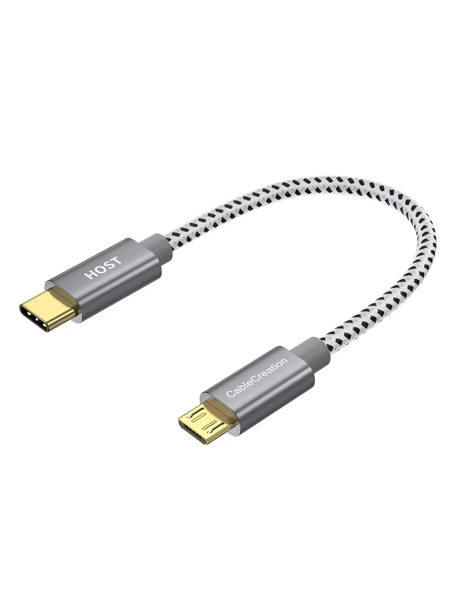 CableCreation Short Braided USB C to Micro USB Cable 0.2M (0.65 FT) | 480Mbps Data Transfer - main product image