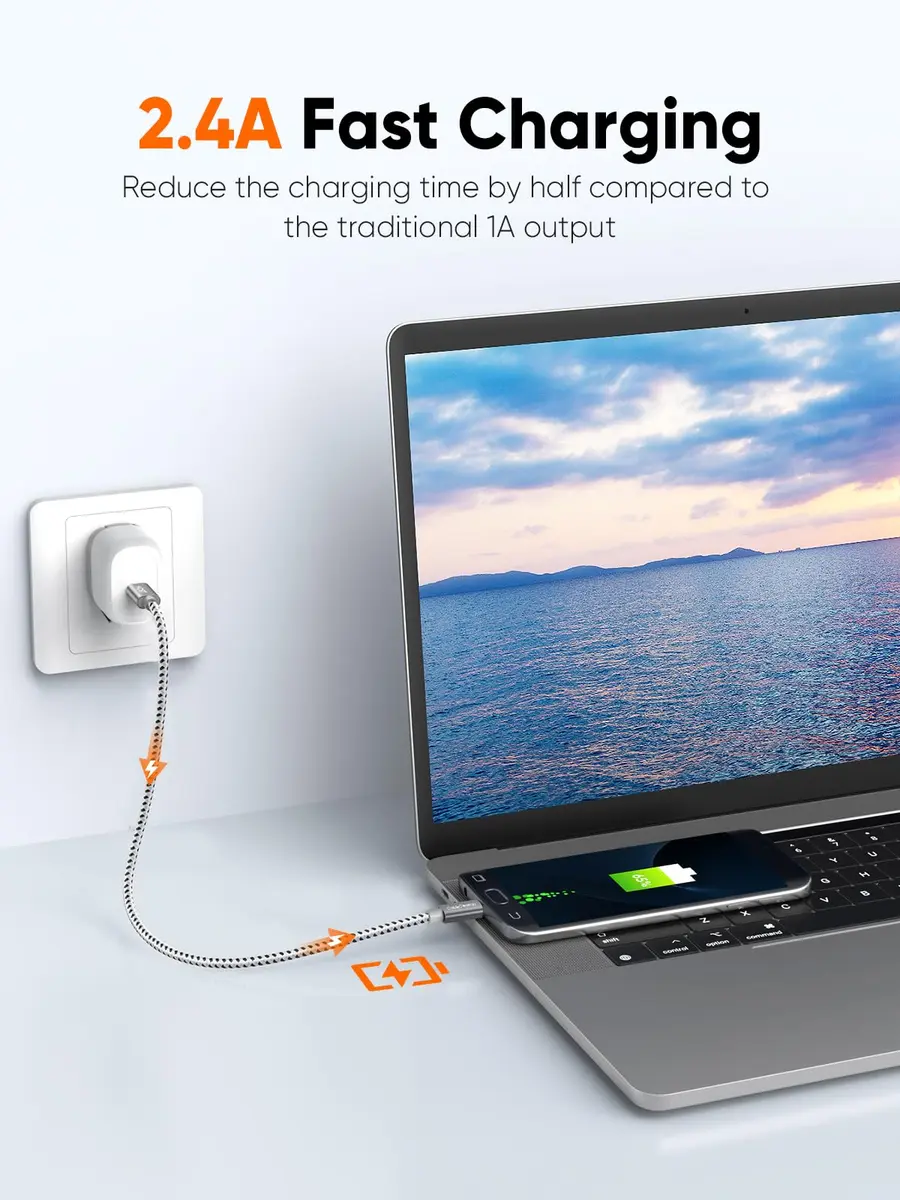 CableCreation Short Braided USB C to Micro USB Cable 0.2M (0.65 FT) | 480Mbps Data Transfer - view 6
