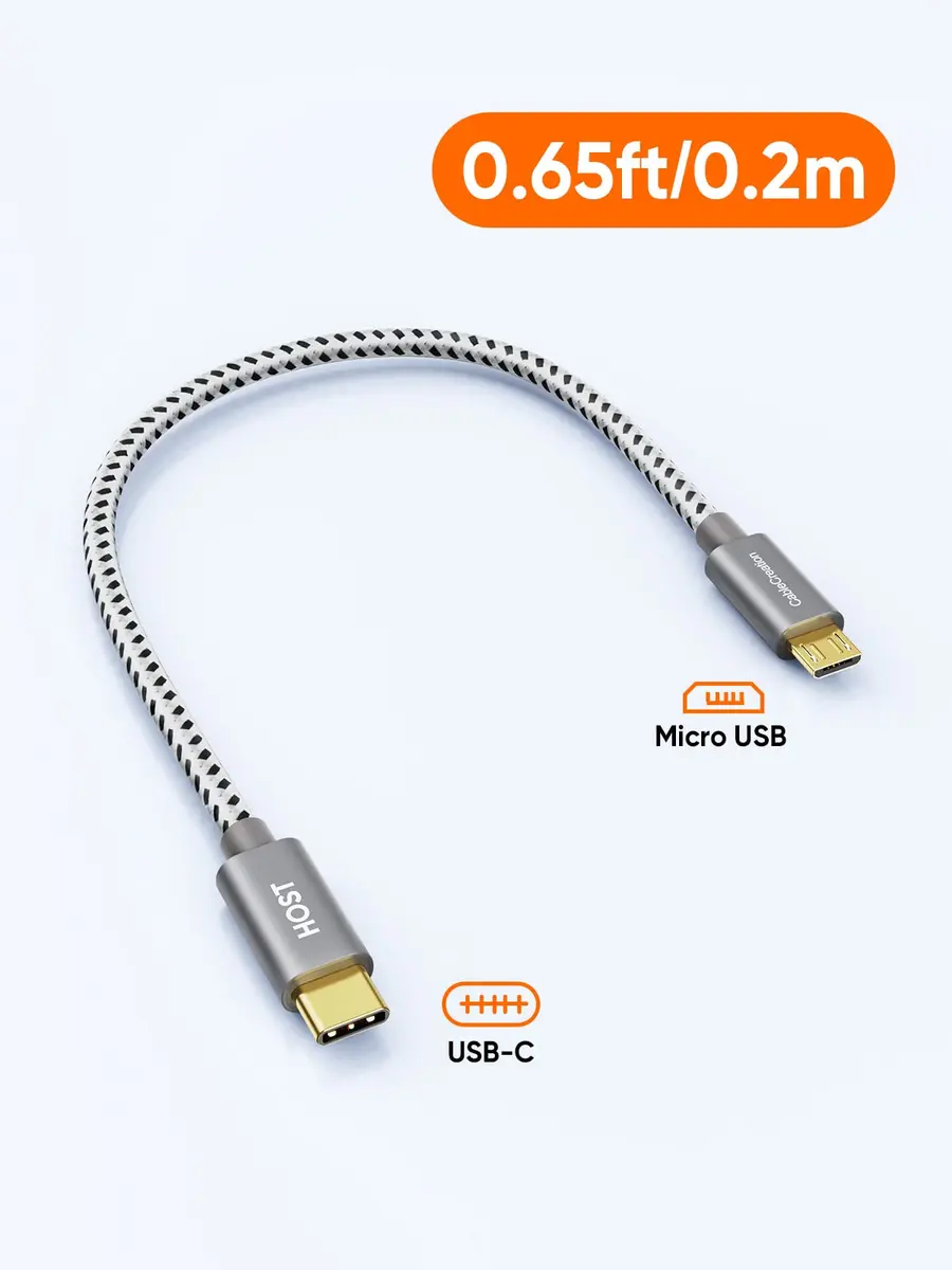 CableCreation Short Braided USB C to Micro USB Cable 0.2M (0.65 FT) | 480Mbps Data Transfer - view 2