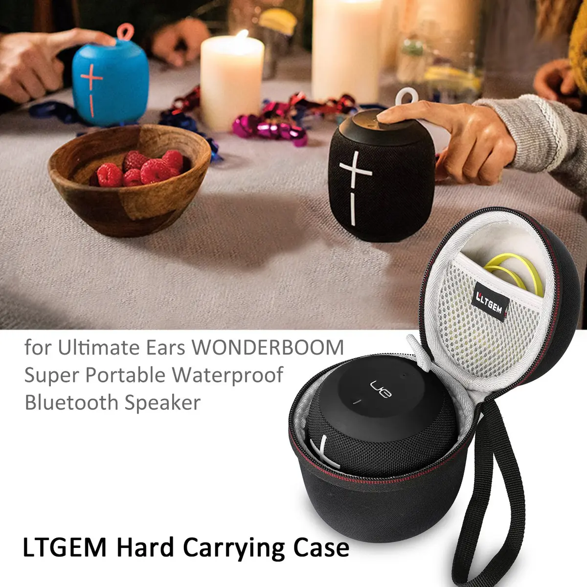 L LTGEM Case for Ultimate Ears WONDERBOOM 4 Waterproof Speaker, Black/Gray | Shock-Resistant & Waterproof - view 7