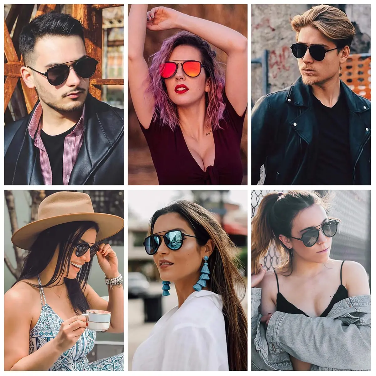 SOJOS Retro Polarized Double Bridge Sunglasses for Men Women SJ1051 | 63mm (2.48in) Lens Width - view 5