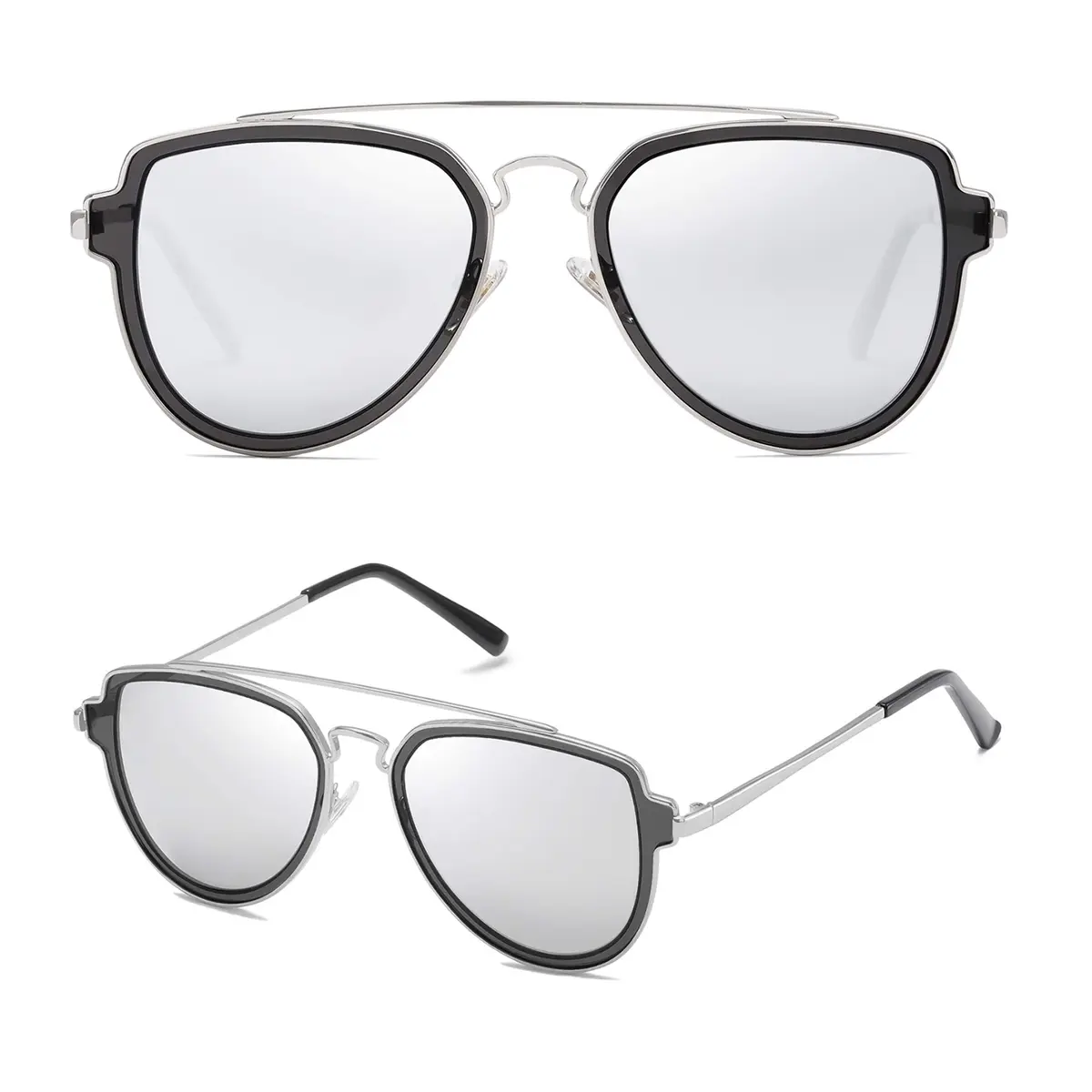 SOJOS Retro Polarized Double Bridge Sunglasses for Men Women SJ1051 | 63mm (2.48in) Lens Width - view 2