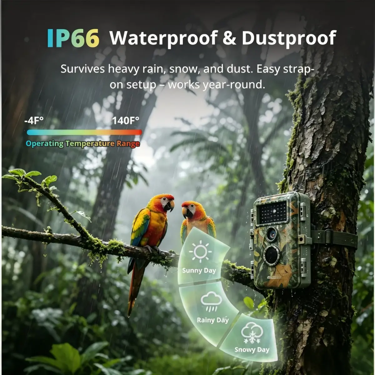 BLAZEVIDEO 2-Pack Trail Camera 64MP 1296P Video, 940nm No-Glow Night Vision, 70° Focused PIR Detection, 0.3s Trigger, IP66 Waterproof - view 6