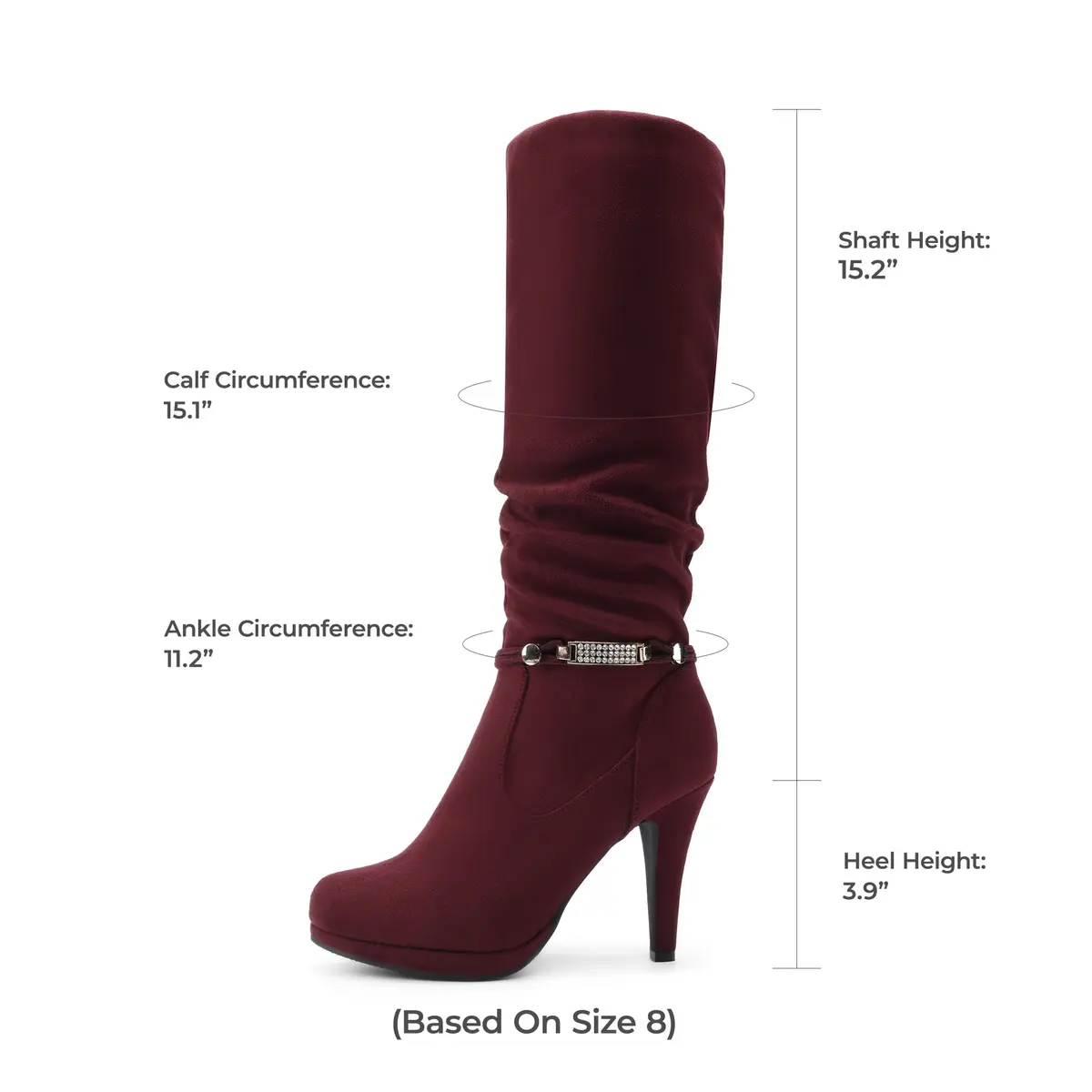 DREAM PAIRS Women's Stiletto Platform Knee High Boots, Burgundy, Size 5 | Elegant Party & Winter Wear - view 4
