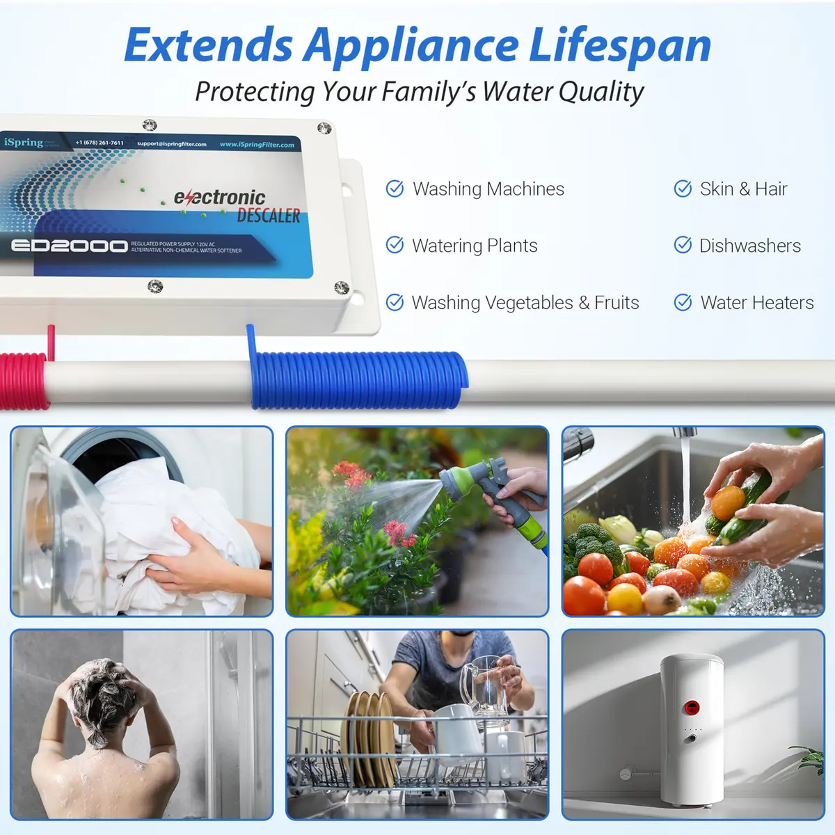 iSpring ED2000 Whole House Water Descaler 1 Count (Pack of 1) | Salt-Free Electronic Hard Water Conditioner for Pipes - view 4