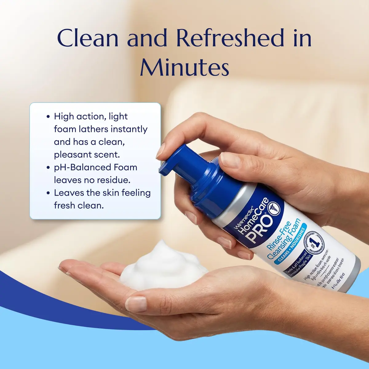 Welmedix No Rinse Cleansing Foam 450ml (15 Fl Oz) | Hospital Grade 3-in-1 Body Wash & Shampoo for Sensitive Skin - view 7