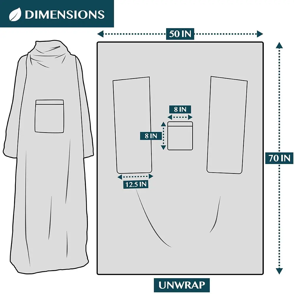 PAVILIA Wearable Blanket with Sleeves & Pocket | Cozy Fleece Snuggle Throw for Women & Men, Navy Blue - view 9
