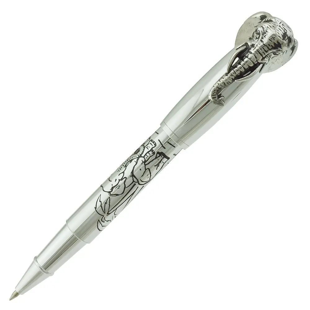 erofa Fuliwen Rollerball Pen Silver Stainless Steel Body Elephant Pattern Gift Pen 13.6cm (0.53in) | Smooth Ink Flow - main product image