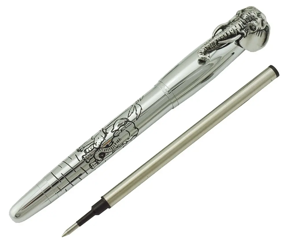 erofa Fuliwen Rollerball Pen Silver Stainless Steel Body Elephant Pattern Gift Pen 13.6cm (0.53in) | Smooth Ink Flow - view 6