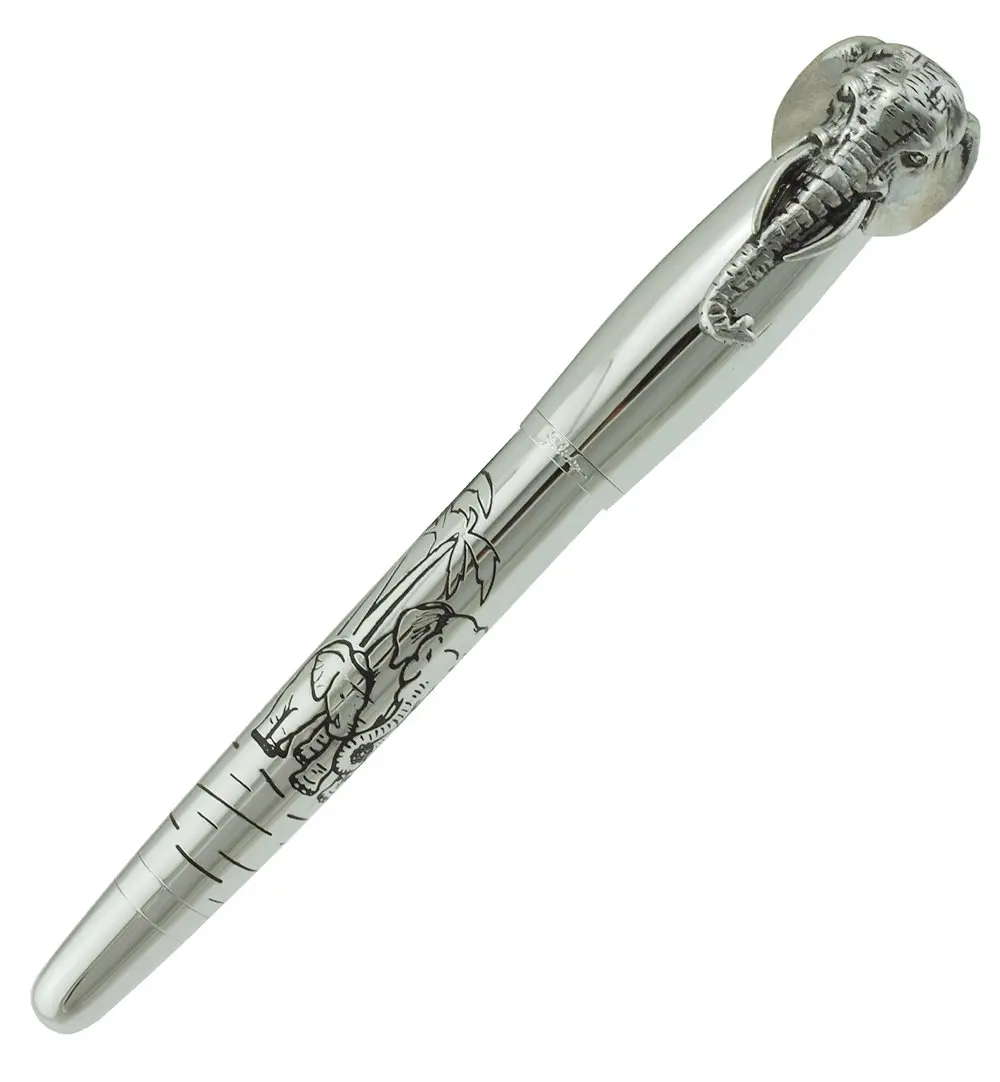 erofa Fuliwen Rollerball Pen Silver Stainless Steel Body Elephant Pattern Gift Pen 13.6cm (0.53in) | Smooth Ink Flow - view 2