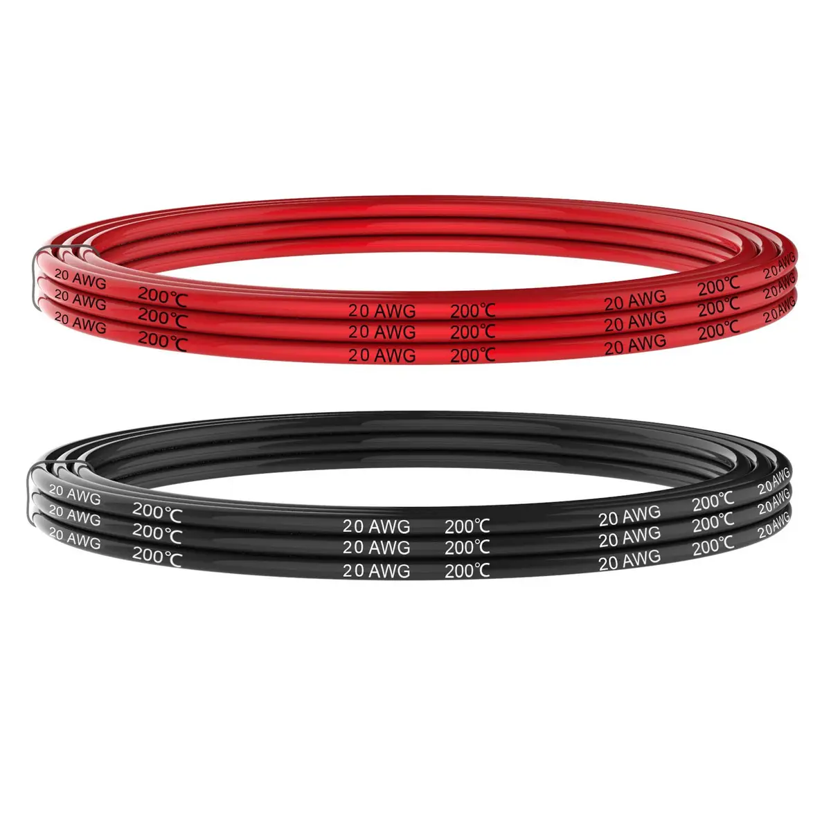 Haerkn 20awg Silicone Electrical Wire Cable 10ft Black & Red | High Temp, 600V, Tinned Copper - main product image