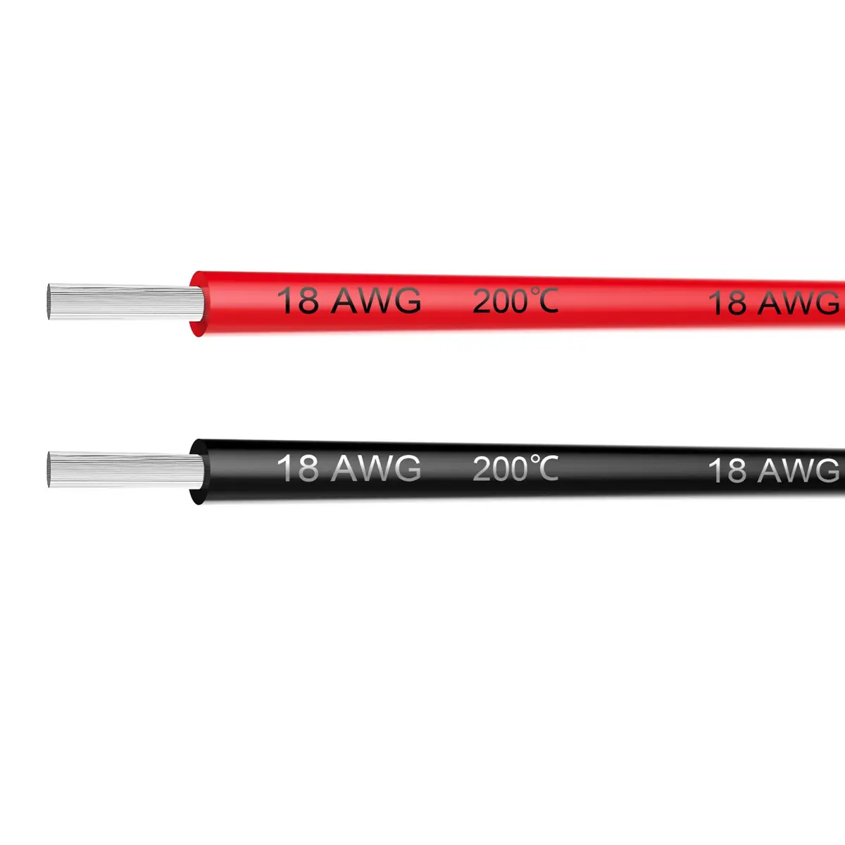 Haerkn 18 AWG Silicone Wire, 20 ft (6.1m) Total, 2 Colors (Black/Red), 600V, 200°C Rated - main product image