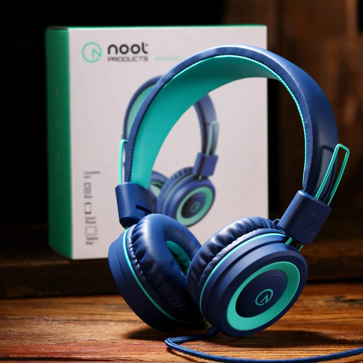 noot products K11 Kids Headphones with Wired Cord 3.5mm Jack Navy/Teal | Adjustable, Foldable, Tangle-Free for Kids 3+ - view 6