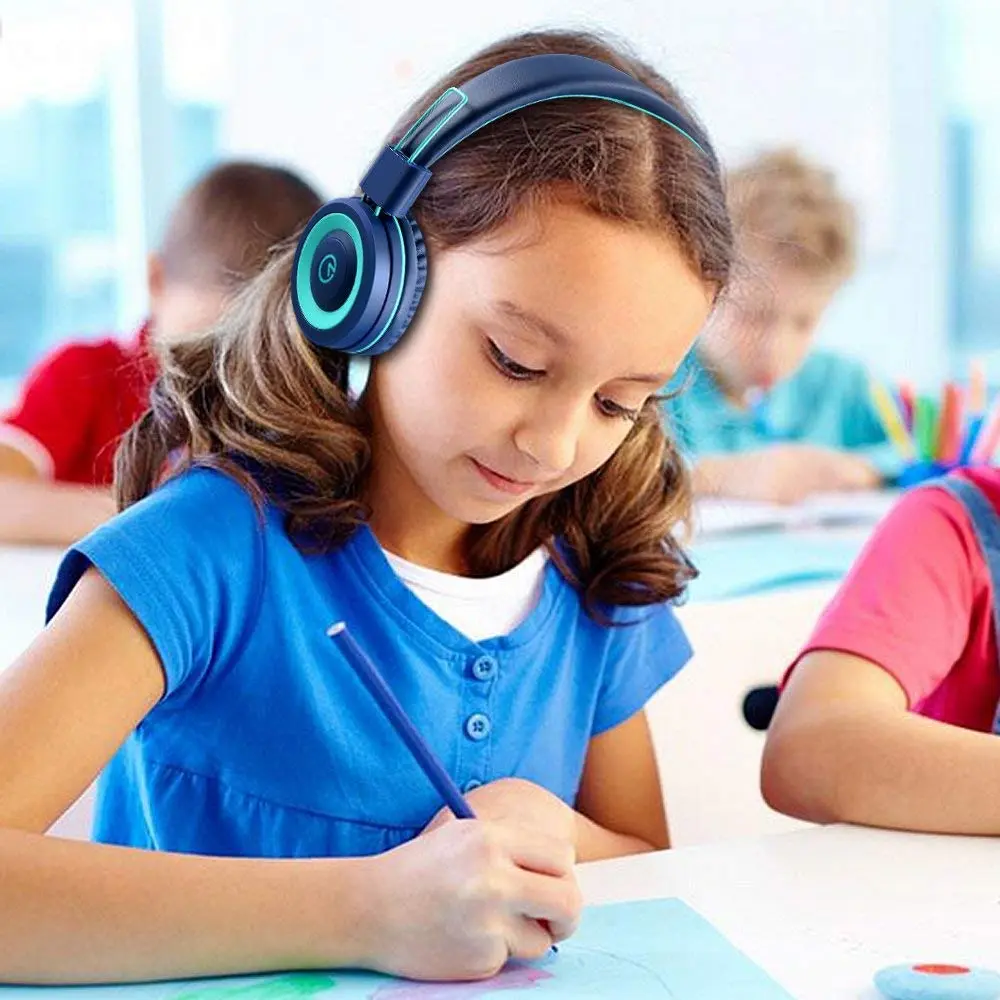 noot products K11 Kids Headphones with Wired Cord 3.5mm Jack Navy/Teal | Adjustable, Foldable, Tangle-Free for Kids 3+ - view 7