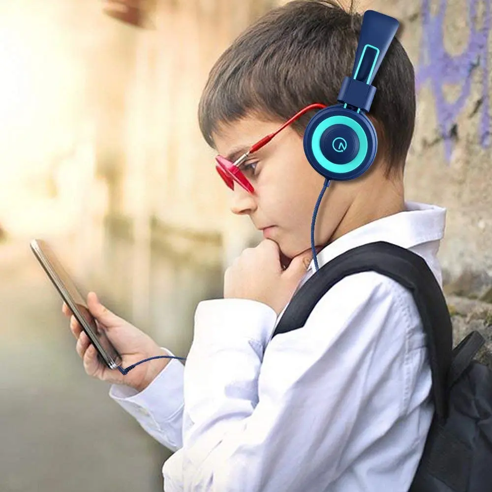 noot products K11 Kids Headphones with Wired Cord 3.5mm Jack Navy/Teal | Adjustable, Foldable, Tangle-Free for Kids 3+ - view 8