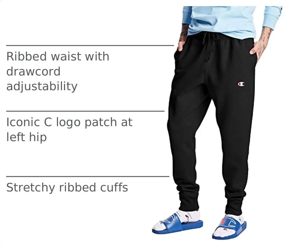 Champion Men's Reverse Weave Jogger, black/"c" logo, X-Small | Heavyweight fleece, classic fit, streetwear comfort - view 4