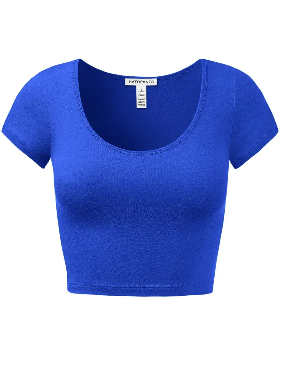 HATOPANTS Women's Crop Tops Short Sleeve Scoop Neck Stretchy Casual Shirt S | Flattering Fit & Breathable Comfort - main product image