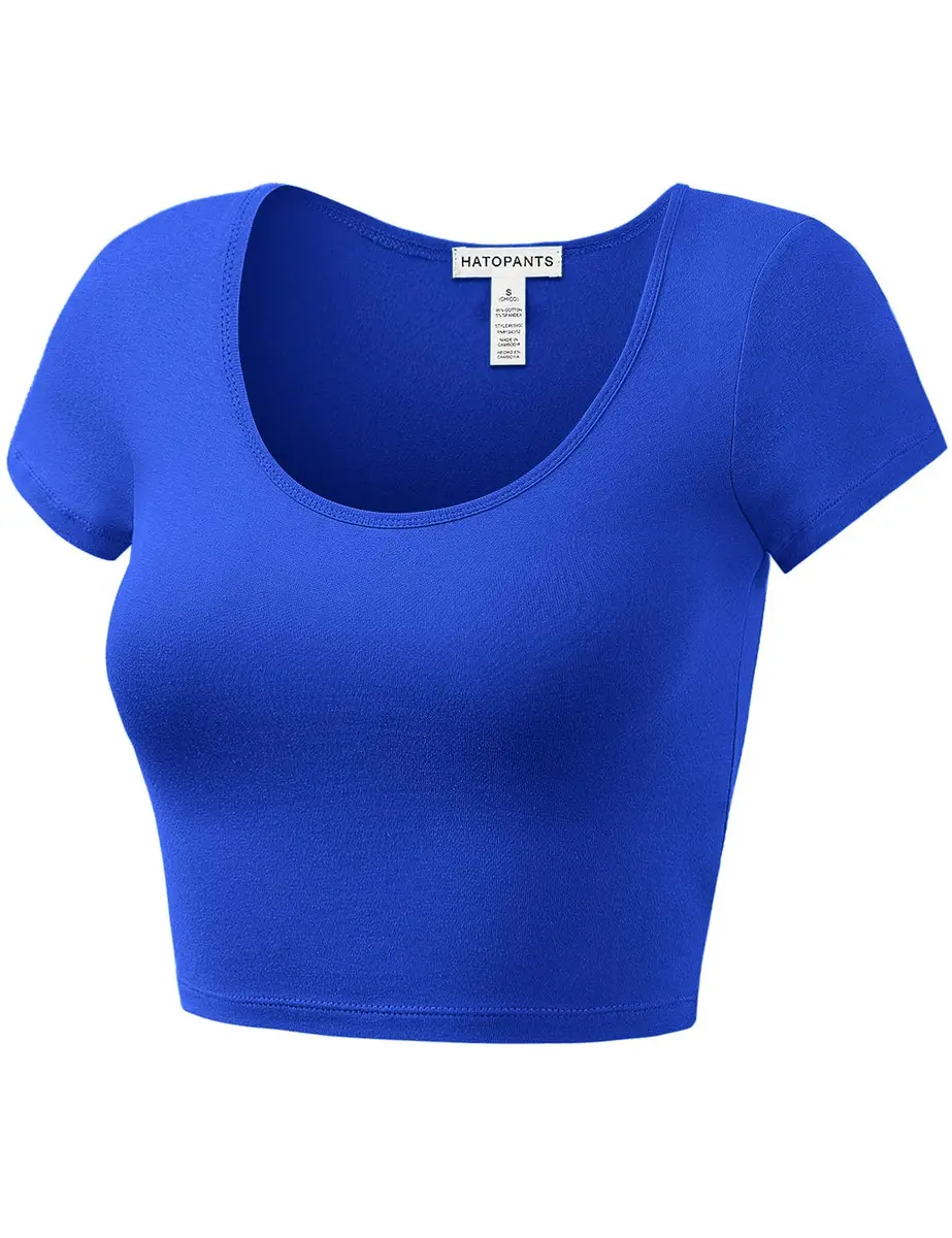 HATOPANTS Women's Crop Tops Short Sleeve Scoop Neck Stretchy Casual Shirt S | Flattering Fit & Breathable Comfort - view 5