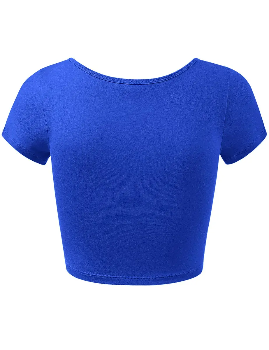 HATOPANTS Women's Crop Tops Short Sleeve Scoop Neck Stretchy Casual Shirt S | Flattering Fit & Breathable Comfort - view 6
