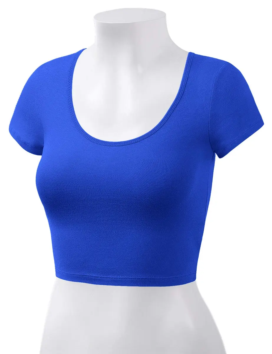 HATOPANTS Women's Crop Tops Short Sleeve Scoop Neck Stretchy Casual Shirt S | Flattering Fit & Breathable Comfort - view 7