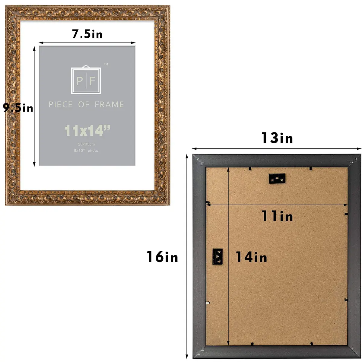 Golden State Art 11x14 Bronze Photo Frame White Mat for 8x10 Real Glass | Elegant Wall & Tabletop Decor - view 6