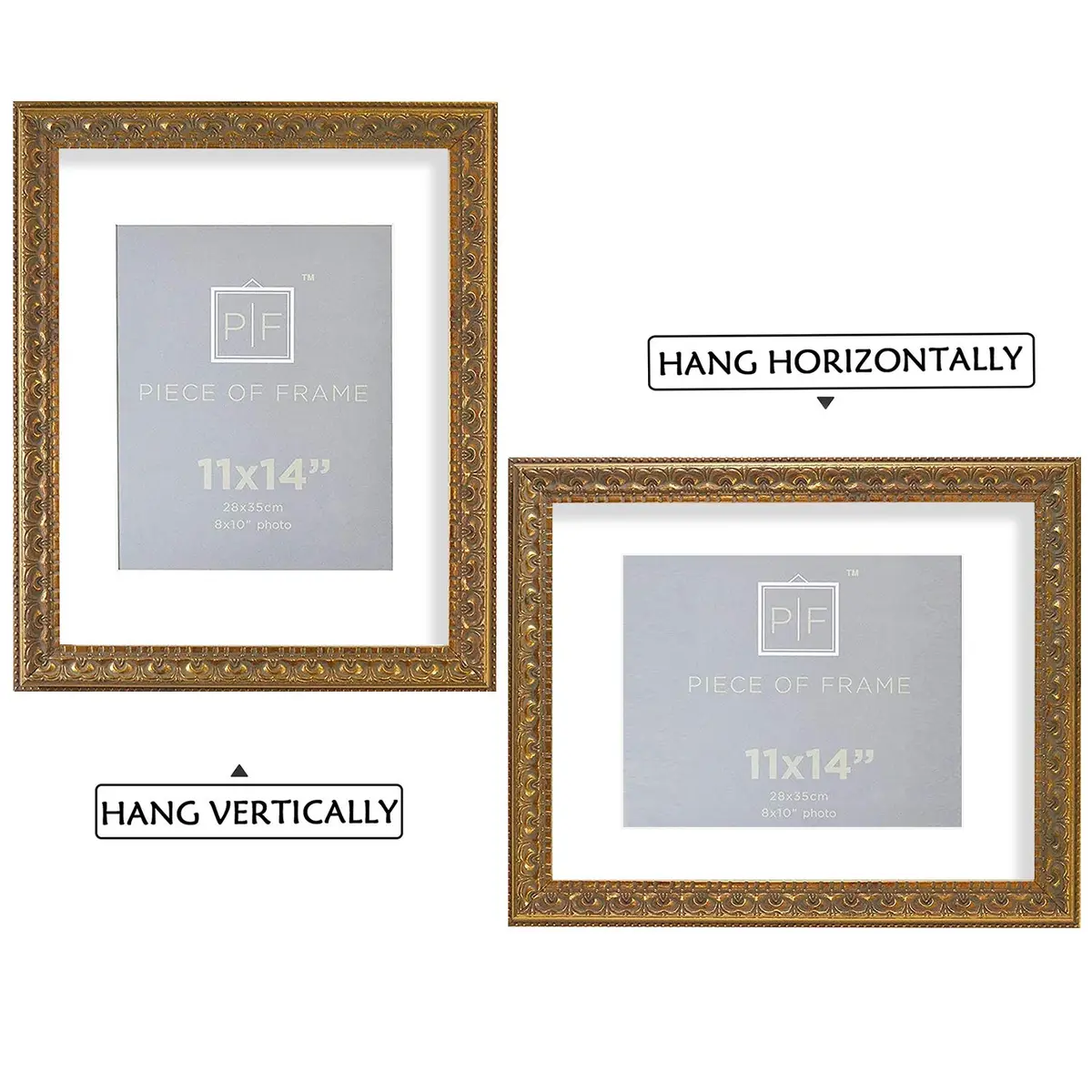 Golden State Art 11x14 Bronze Photo Frame White Mat for 8x10 Real Glass | Elegant Wall & Tabletop Decor - view 3