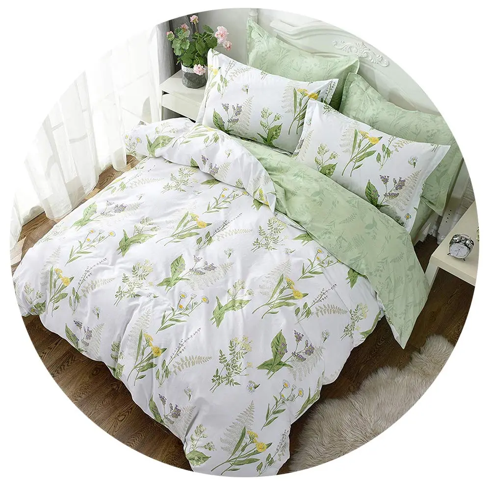 FADFAY Duvet Cover Set Full Shabby Chic Floral & Leaf | 100% Cotton, Hidden Zipper, Corner Ties (Full Size, 82x86 Inches) - main product image