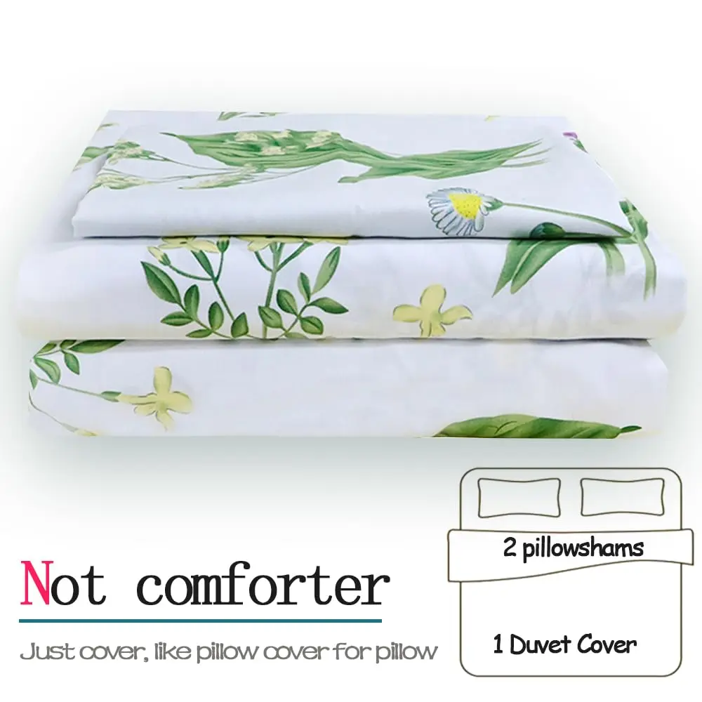 FADFAY Duvet Cover Set Full Shabby Chic Floral & Leaf | 100% Cotton, Hidden Zipper, Corner Ties (Full Size, 82x86 Inches) - view 3
