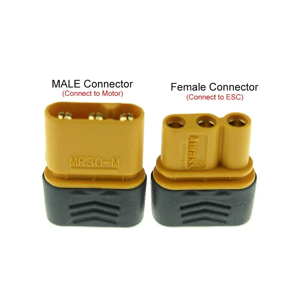 SoloGood 10 Pairs Amass MR30 Male Female Connector for RC Multicopter Airplane | Brass, Gold Plated, 30A - view 5