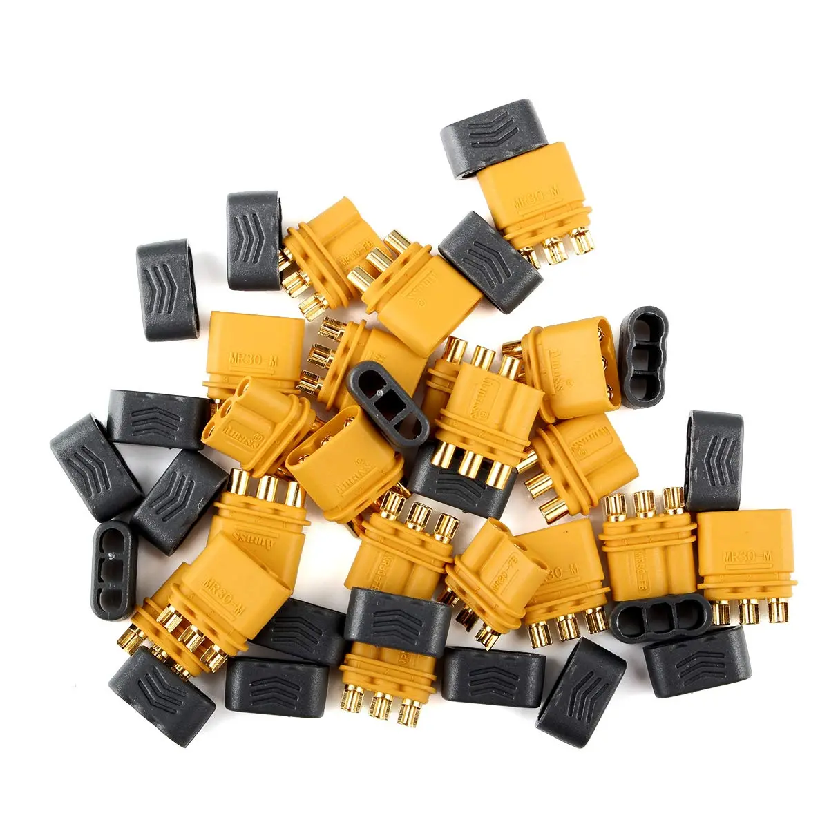 SoloGood 10 Pairs Amass MR30 Male Female Connector for RC Multicopter Airplane | Brass, Gold Plated, 30A - view 6