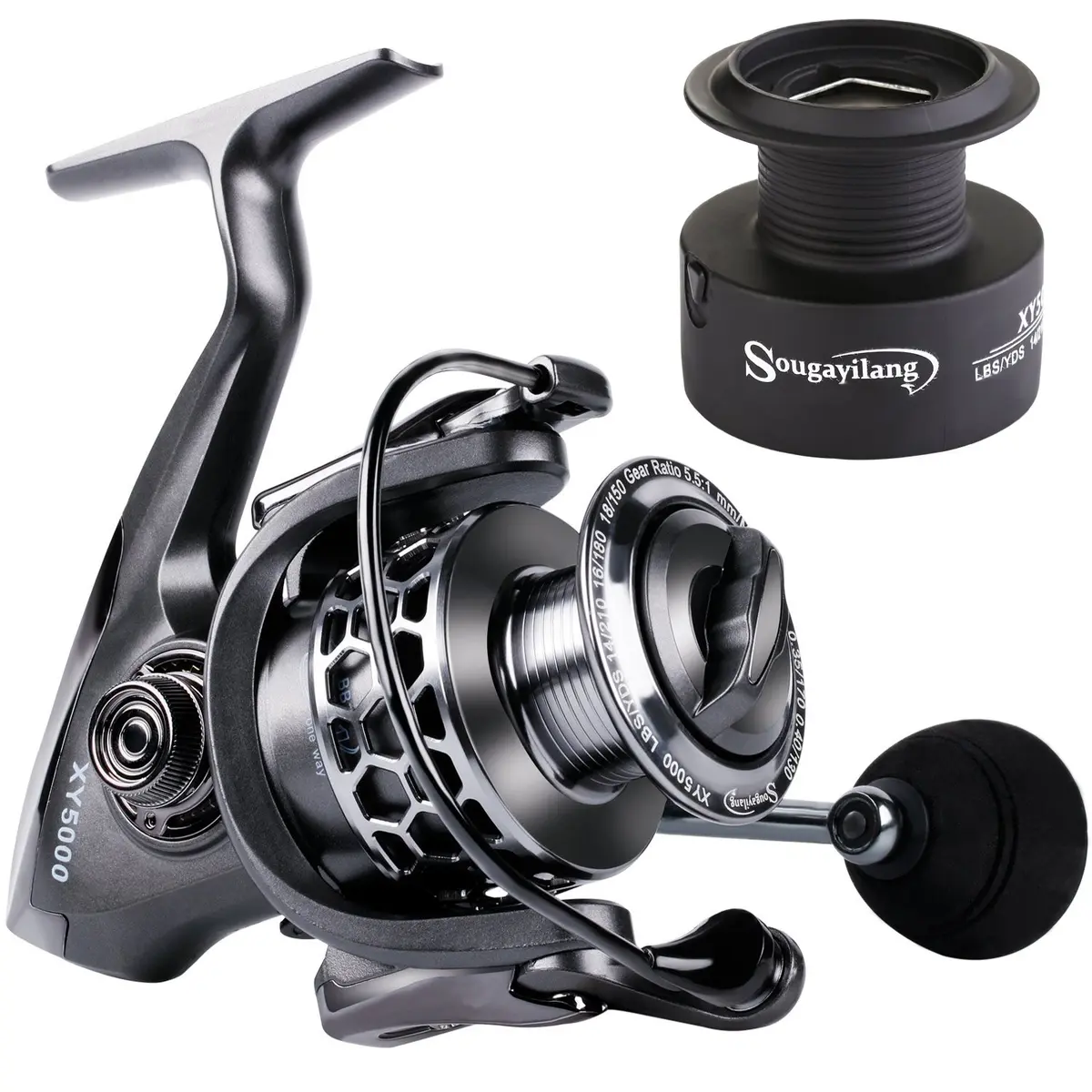 Sougayilang XY5000 Spinning Fishing Reel 390g (6.98 oz) | 13+1BB Ultra Smooth Aluminum with Free Spare Graphite Spool - main product image