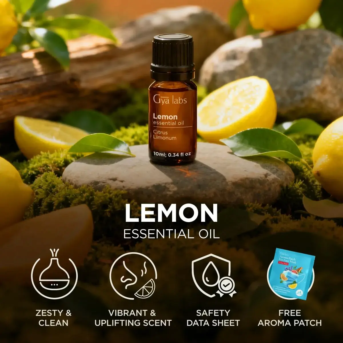 Gya Labs Pure Lemon Essential Oil 10ml (0.34 Fl Oz) | Cold-Pressed from Italy - view 6