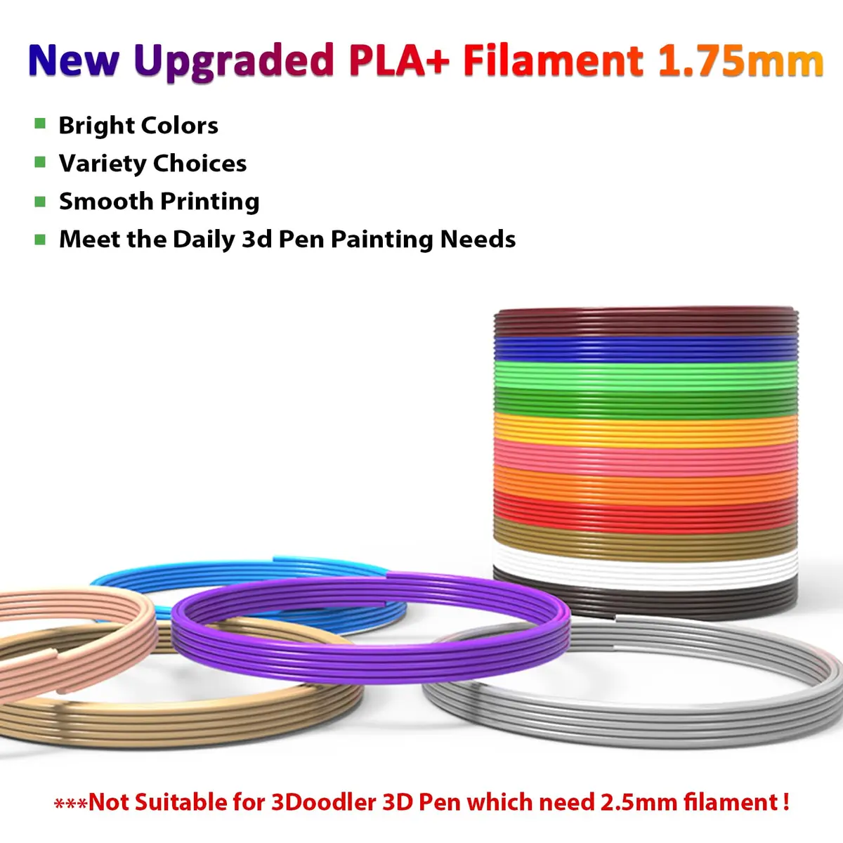 dikale 16-Color 320ft PLA 3D Pen Filament Refills | 1.75mm, 250 Stencils & eBook for SCRIB3D P1 & MYNT3D Pens - view 3