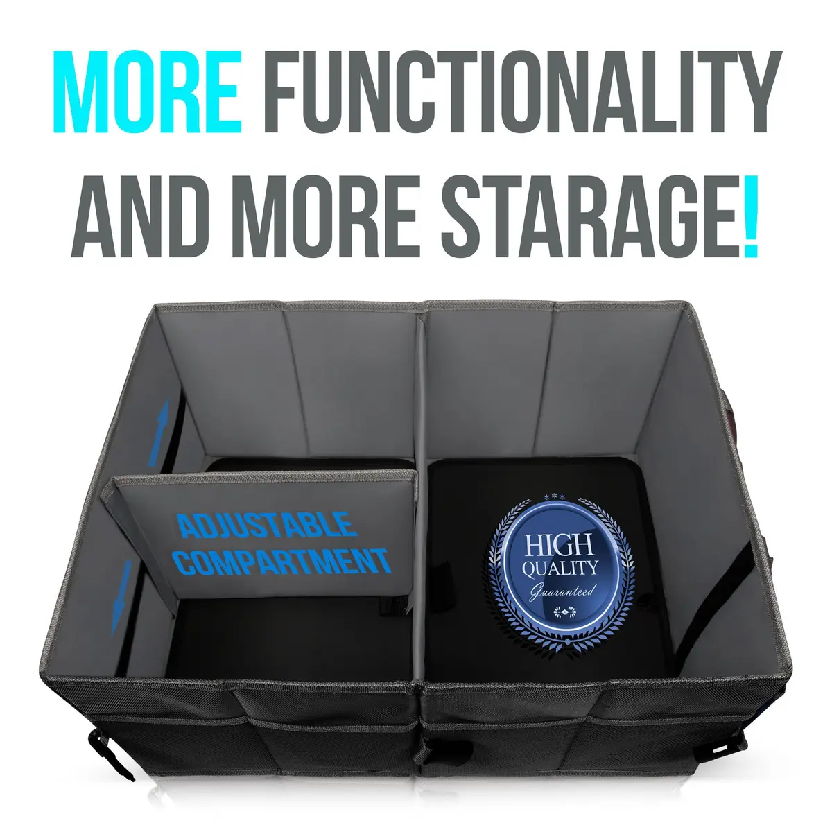 Starling's Car Trunk Organizer Large Collapsible Waterproof Storage Box | Adjustable Compartments for SUV & Truck - view 8