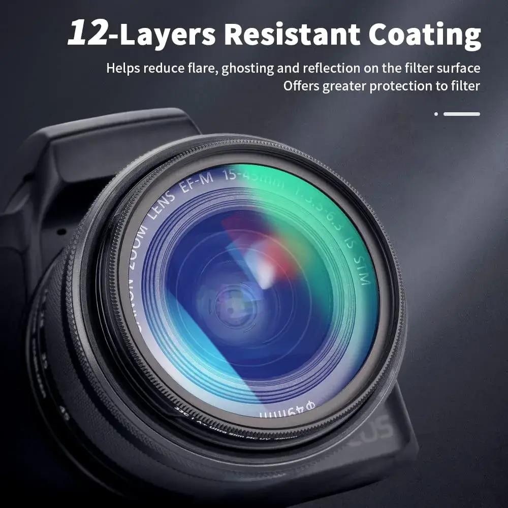 JJC Multi-Coated 62mm UV Filter Lens Protector for DSLR Mirrorless Lens | 2.44" (62mm) Ultra Slim Optical Glass - view 5