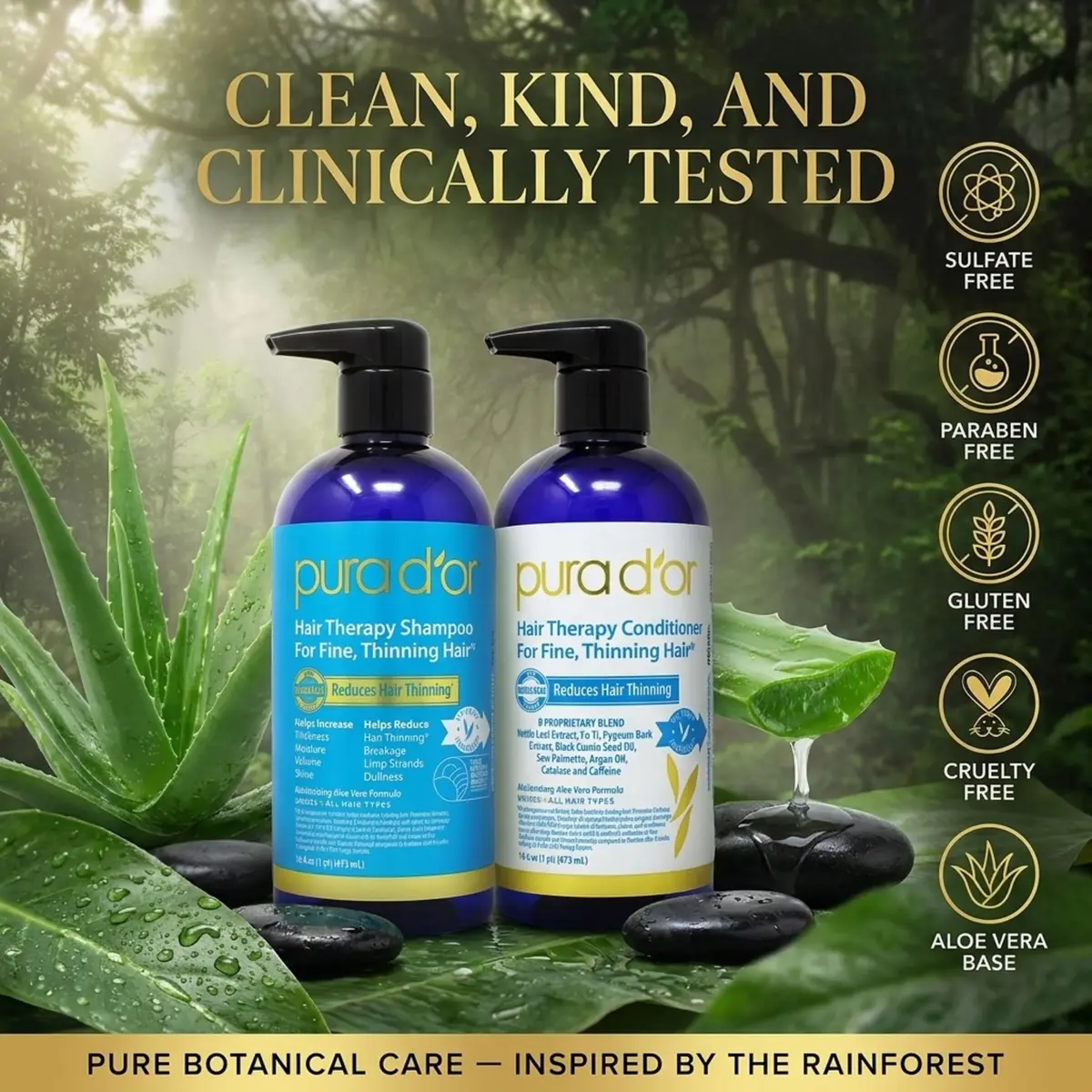 PURA D'OR Hair Thinning Therapy Biotin Shampoo & Conditioner Set 16 Fl Oz (Pack of 2) | Clinically Tested for Volume & Strength - view 8