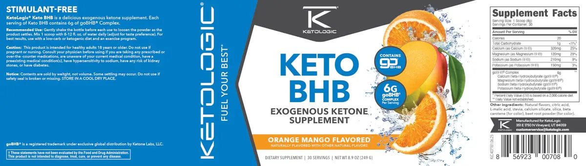 Ketologic Keto BHB (Orange Mango) 30 Servings | Supports Ketosis & Weight Loss - view 5